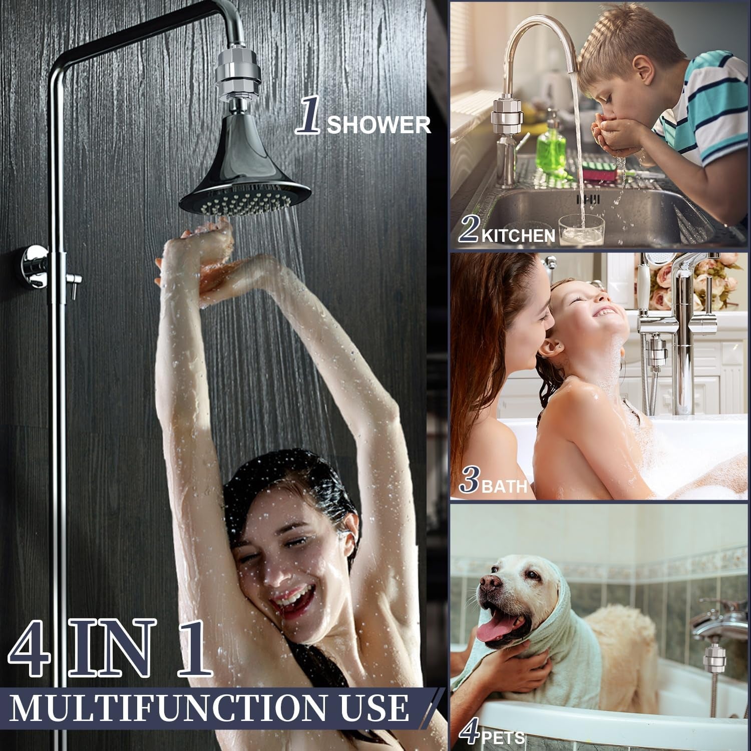 Shower Filter,  20 Stage Shower Head Filter for Hard Water Remove Chlorine/Fluoride/Heavy Metals,High Output Shower Softener Filter for Hair, 2 Cartridge –Polished Chrome