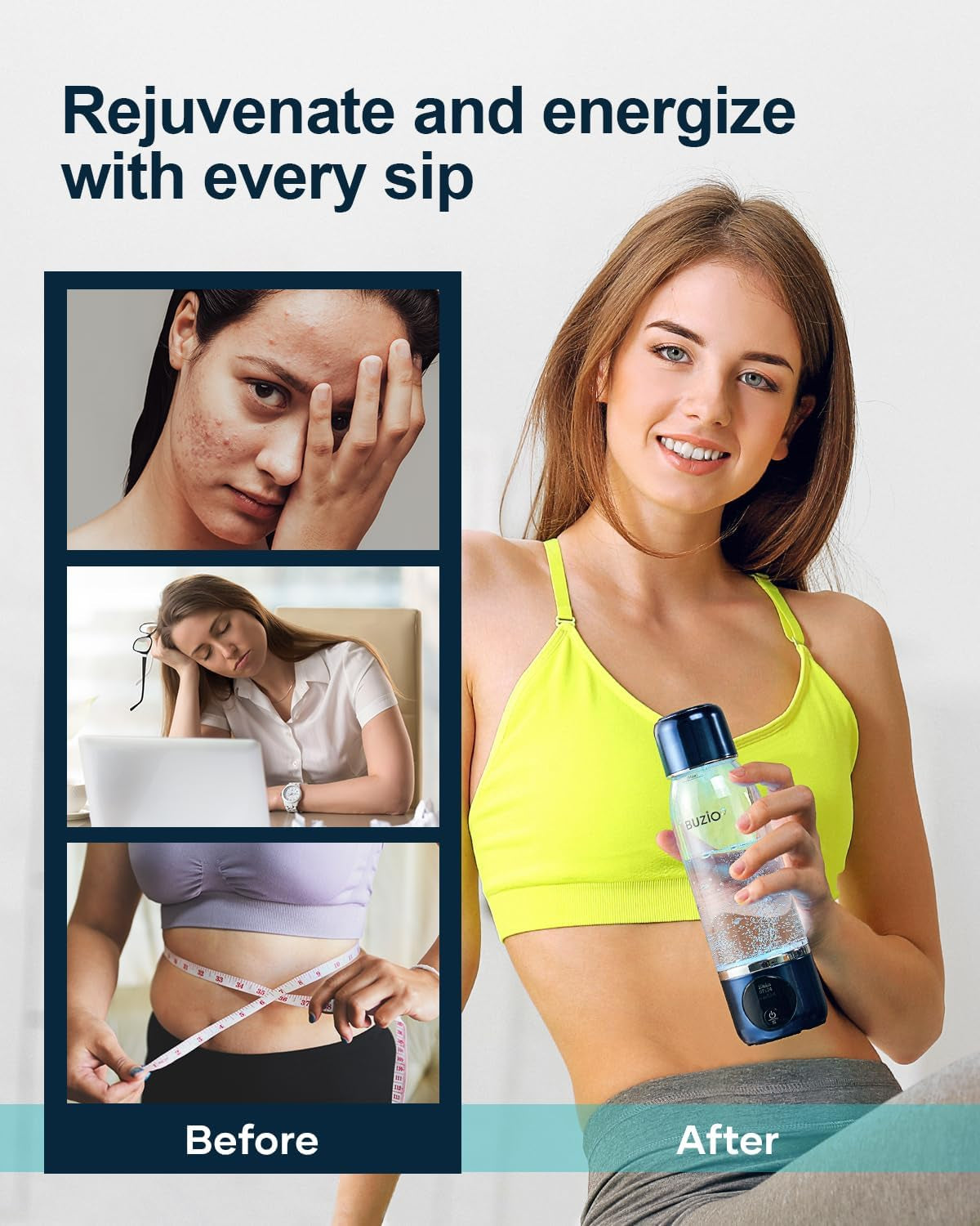 Hydrogen Water Bottle,  3800Ppb Hydrogen Water Bottles Generator Machine with Gen5 SPE/PEM Technology, Portable Athletic Performance Alkaline Water Bottle, with Dupont Membrane, OLED Display