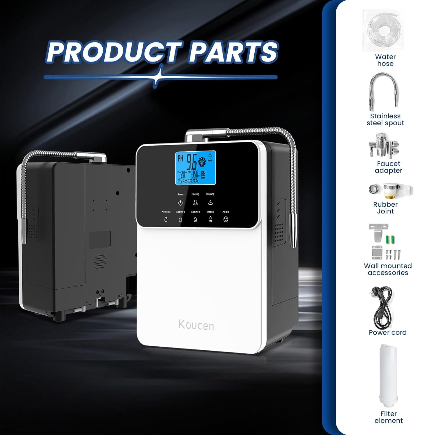 Alkaline Water Ionizer Machine for Home, 11 Titanium Plates Alkaline Water Machine, Ph4-10.5 Acid Water Purifier, Water Filter up to -600Mv ORP | 10000 Liters per Filter, White