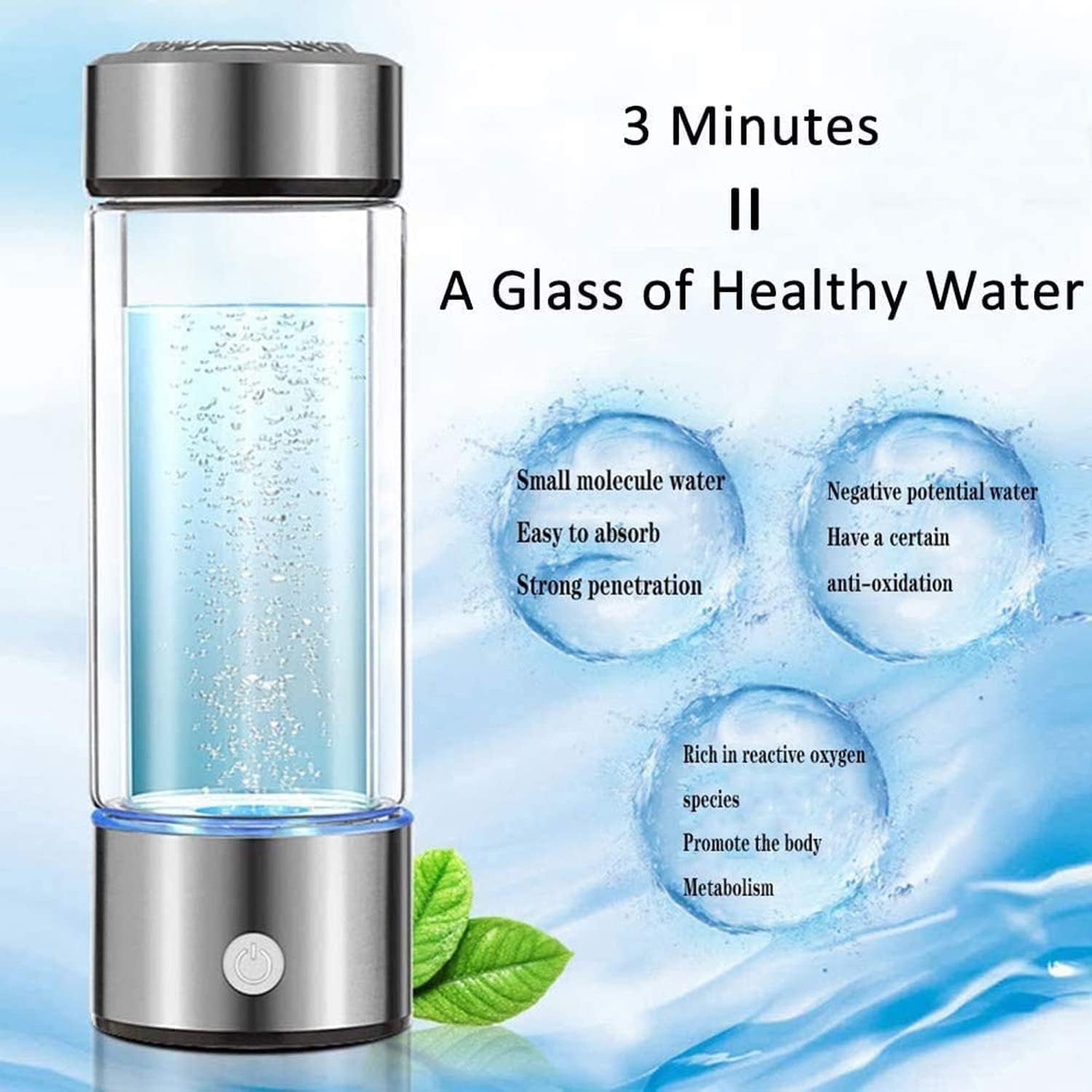Hydrogen Water Bottle Generator, Portable Hydrogen Water Ionizer Machine Rechargeable,Hydrogen Rich Water Glass Health Cup for Travel 420Ml Gift for Friends/Women/Men/Mom/Father/Grandpa/Grandma