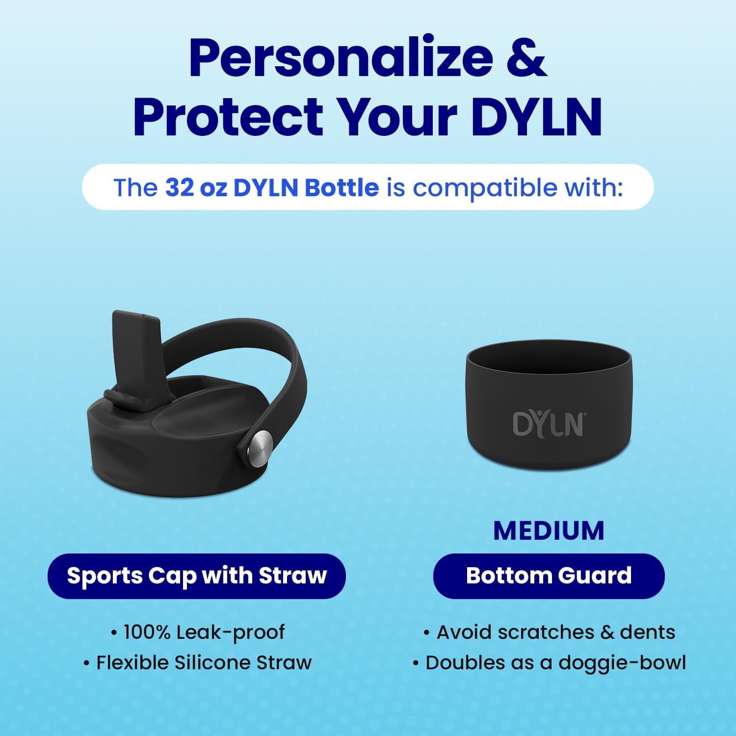 DYLN Hydrogen Water Bottle | Create Hydrating Alkaline Hydrogen-Rich Water up to 9 Ph | Vacuum Insulated Stainless Steel Water Bottle | Keeps Water Cold for 24 Hours