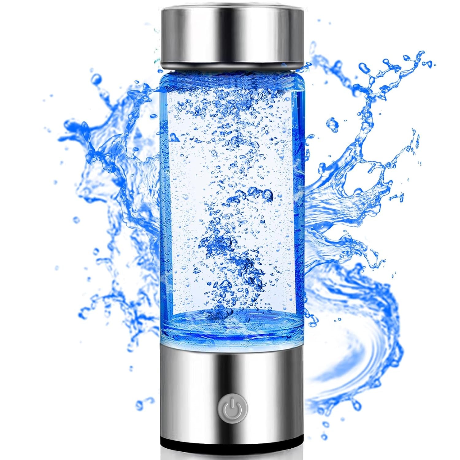 Hydrogen Water Bottle, Hydrogen Rich Water Generator, Rechargeable Portable Glass Hydrogen Water Ionizer Machine with SPE and PEM Technology, for Daily Office Home Travel and Fitness Drinking