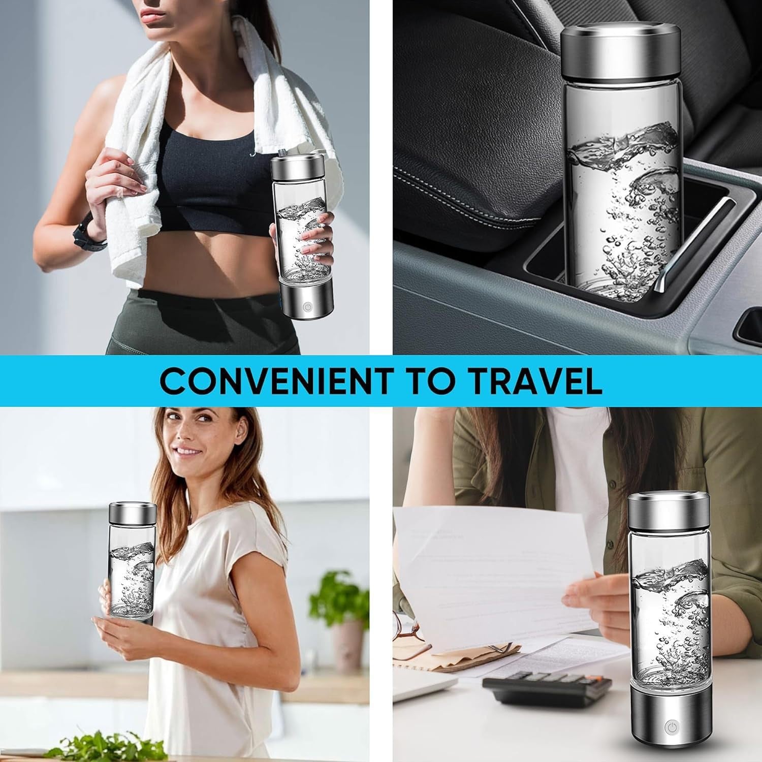 Hydrogen Water Bottle Generator, Portable Hydrogen Water Ionizer Machine Rechargeable,Hydrogen Rich Water Glass Health Cup for Travel 420Ml Gift for Friends/Women/Men/Mom/Father/Grandpa/Grandma