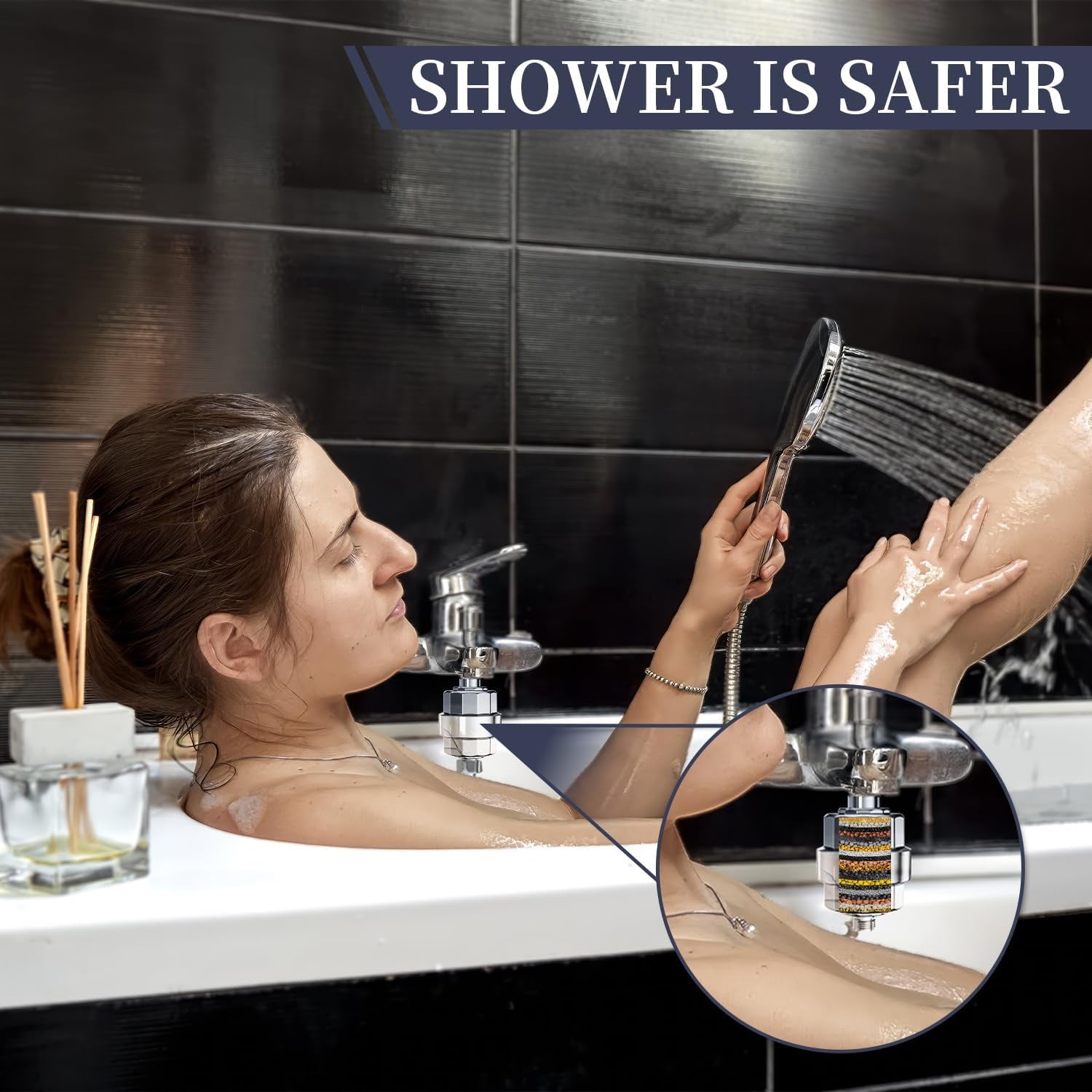 Shower Filter,  20 Stage Shower Head Filter for Hard Water Remove Chlorine/Fluoride/Heavy Metals,High Output Shower Softener Filter for Hair, 2 Cartridge –Polished Chrome